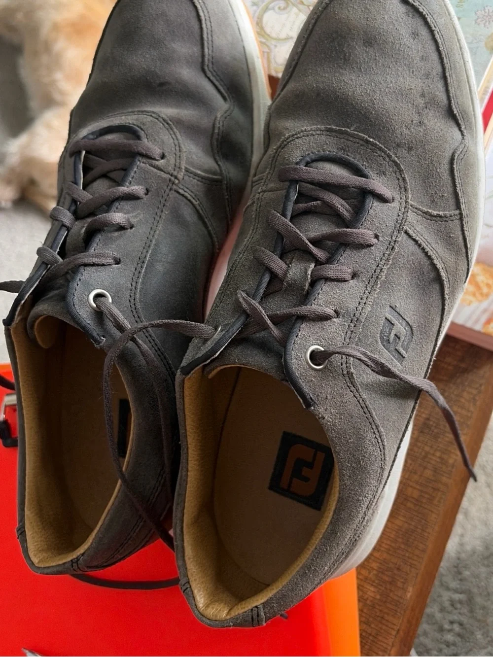 FootJoy FJ Golf Casual Suede Spikeless Golf Shoes Men's Size 10 Gray/Slate VGUC